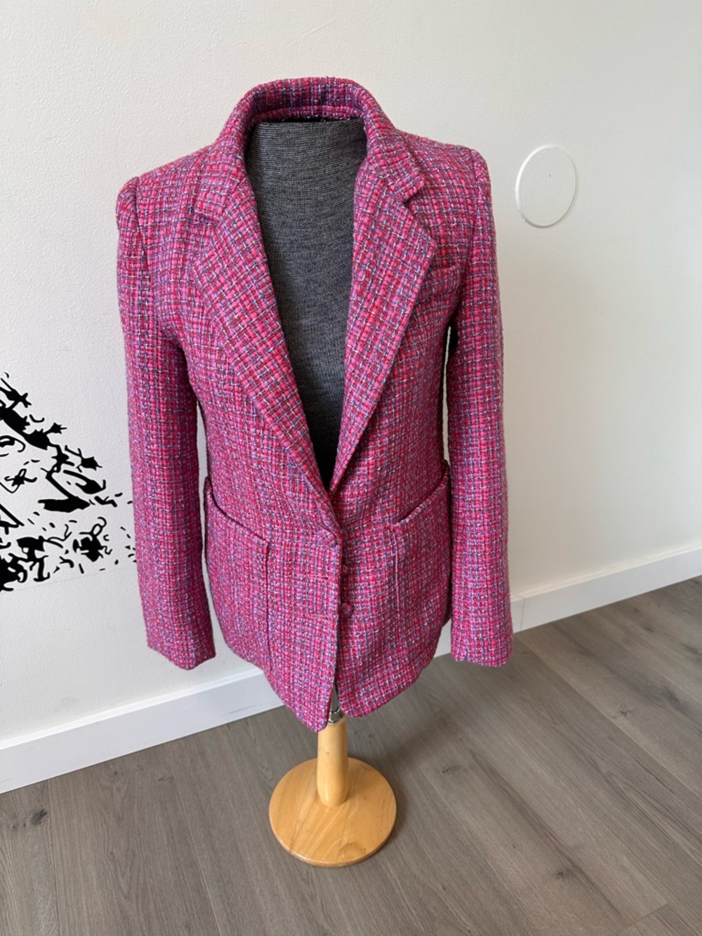 Tailored Pink Tweed Blazer Jacket